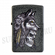  Zippo 29863 - Wolf Skull Feather Design