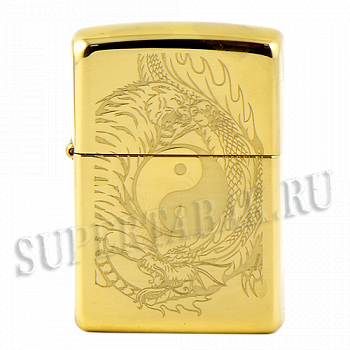��������� Zippo 49024 - Tiger Dragon Design - High Polish Brass