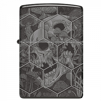 ��������� Zippo 46425 - Mushroom Skulls - High Polish Black