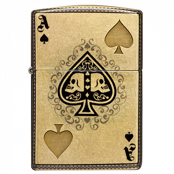 ��������� Zippo 46388 - Ace of Skulls - 540 Tumbled Brass